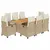 Produktbild 2 för Matgrupp för trädgården med dynor 9 delar beige konstrotting