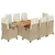 Produktbild 2 för Matgrupp för trädgården med dynor 9 delar beige konstrotting