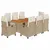 Produktbild 2 för Matgrupp för trädgården med dynor 9 delar beige konstrotting