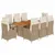 Produktbild 2 för Matgrupp för trädgården med dynor 9 delar beige konstrotting