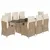 Produktbild 2 för Matgrupp för trädgården med dynor 9 delar beige konstrotting