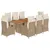 Produktbild 2 för Matgrupp för trädgården med dynor 9 delar beige konstrotting