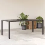Trädgårdsbord med glasskiva svart 190x90x75 cm konstrotting