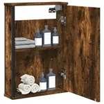 Spegelskåp för badrum rökig ek 42x12x60 cm konstruerat trä