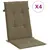 Produktbild 2 för Stolsdynor högt ryggstöd 4 st melerad taupe 120x50x4 cm tyg