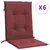 Produktbild 2 för Stolsdynor lågt ryggstöd 6 st melerad vinröd 100x50x4 cm tyg