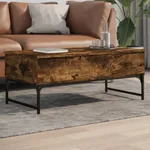 Soffbord rökfärgad ek 100x50x40 cm konstruerat trä och metall