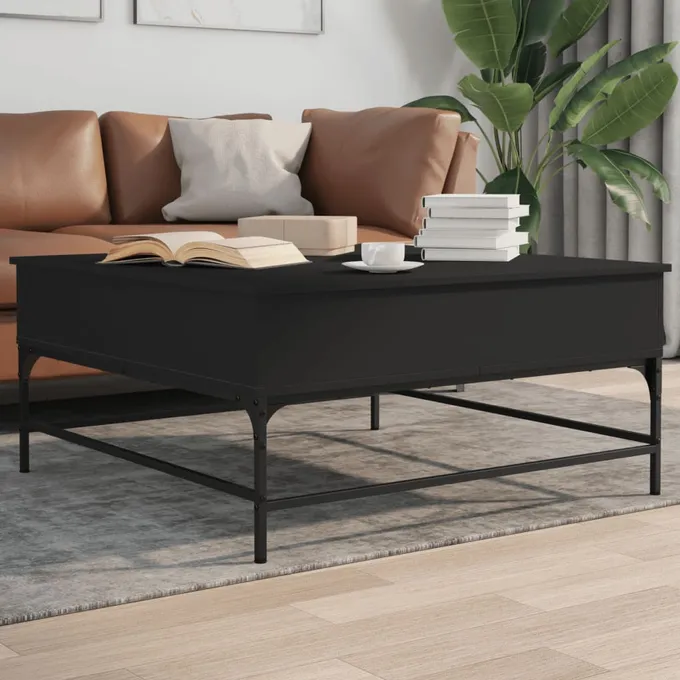 Soffbord svart 95x95x45 cm konstruerat trä och metall