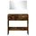 Sminkbord med spegel rökfärgad ek 80x39x80 cm