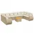 Produktbild 2 för Loungegrupp för trädgården m. dynor 11 delar beige konstrotting