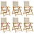 Produktbild 2 för Justerbara trädgårdsstolar 6 st beige konstrotting/massivt trä