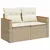 Produktbild 3 för Matgrupp för trädgården med dynor 7 delar beige konstrotting