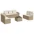 Produktbild 2 för Matgrupp för trädgården med dynor 8 delar beige konstrotting