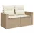 Produktbild 6 för Matgrupp för trädgården med dynor 7 delar beige konstrotting