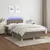 Produktbild 4 för Ramsäng med madrass & LED taupe 120x190 cm tyg