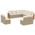 Produktbild 2 för Loungegrupp för trädgården m. dynor 11 delar beige konstrotting