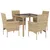 Produktbild 2 för Matgrupp för trädgård med dynor 5 delar beige konstrotting&glas