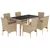 Produktbild 2 för Matgrupp för trädgård med dynor 7 delar beige konstrotting&glas