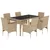 Produktbild 2 för Matgrupp för trädgård med dynor 7 delar beige konstrotting&glas