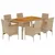 Produktbild 2 för Matgrupp för trädgården med dynor 7 delar beige konstrotting