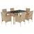 Produktbild 2 för Matgrupp för trädgård med dynor 7 delar beige konstrotting&glas