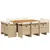 Produktbild 2 för Matgrupp för trädgården med dynor 11 delar beige konstrotting