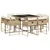 Produktbild 2 för Matgrupp för trädgården med dynor 9 delar beige konstrotting