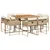 Produktbild 2 för Matgrupp för trädgården med dynor 9 delar beige konstrotting