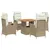 Produktbild 2 för Matgrupp för trädgården med dynor 5 delar beige konstrotting