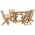 Produktbild 2 för Matgrupp för trädgården 5 delar beige konstrotting/massivt trä