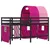 Produktbild 6 för Loftsäng med tunnel rosa 90x200 cm massiv furu