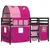 Produktbild 3 för Loftsäng med tunnel rosa 90x190 cm massiv furu