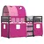 Produktbild 4 för Loftsäng med rutschkana rosa 80x200 cm massiv furu