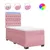 Produktbild 2 för Ramsäng med madrass rosa 90x190 cm sammet
