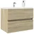 Produktbild 3 för Tvättställsskåp sonoma-ek 60x38,5x45 cm spånskiva