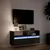 Produktbild 5 för Väggmonterad tv-bänk LEDs svart 100x31x45 cm