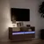 Produktbild 5 för Väggmonterad tv-bänk LEDs brun ek 100x31x45 cm