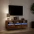 Produktbild 5 för Väggmonterad tv-bänk LEDs rökfärgad ek 130x31x45 cm