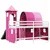 Produktbild 10 för Loftsäng med torn rosa 90x190 cm massiv furu