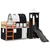 Produktbild 3 för Loftsäng med torn vit&svart 90x190cm massiv furu
