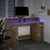 Produktbild 3 för Skrivbord med LED ek 140x55x91 cm konstruerat trä