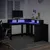 Produktbild 5 för Skrivbord med LED svart 152x152x91 cm konstruerat trä