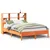 Produktbild 2 för Säng med bokhylla utan madrass vaxbrun 140x190cm massiv furu