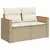Produktbild 3 för Matgrupp för trädgården med dynor 7 delar beige konstrotting