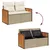 Produktbild 7 för Soffgrupp för trädgården med dynor 5 delar beige konstrotting