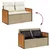 Produktbild 11 för Matgrupp för trädgården med dynor 8 delar beige konstrotting