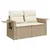 Produktbild 4 för Matgrupp för trädgården med dynor 7 delar beige konstrotting